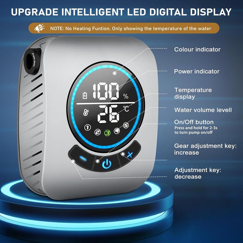 Spopal Portable Shower for Camping, [Upgraded] 8000mAh Rechargeable Camping Shower with 5 Adjustable Speeds, 4 Spray Modes, LED Display, IPX8 Waterproof Outdoor Shower Kit for Hiking, Travel, Car, Pet - Image 3